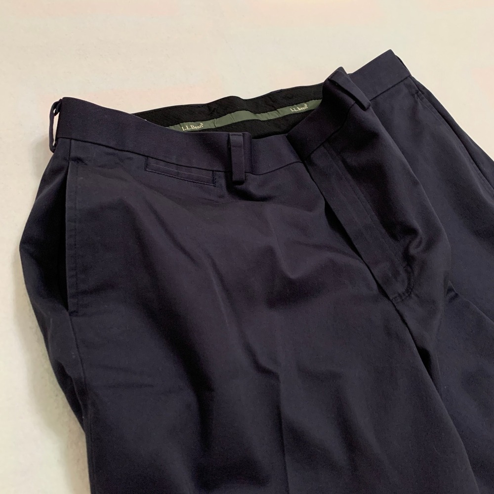 L.L.Bean‎ Men's Classic Fit Flat Front Cotton Chino Pants Navy Blue Size 38x29 - Picture 5 of 11